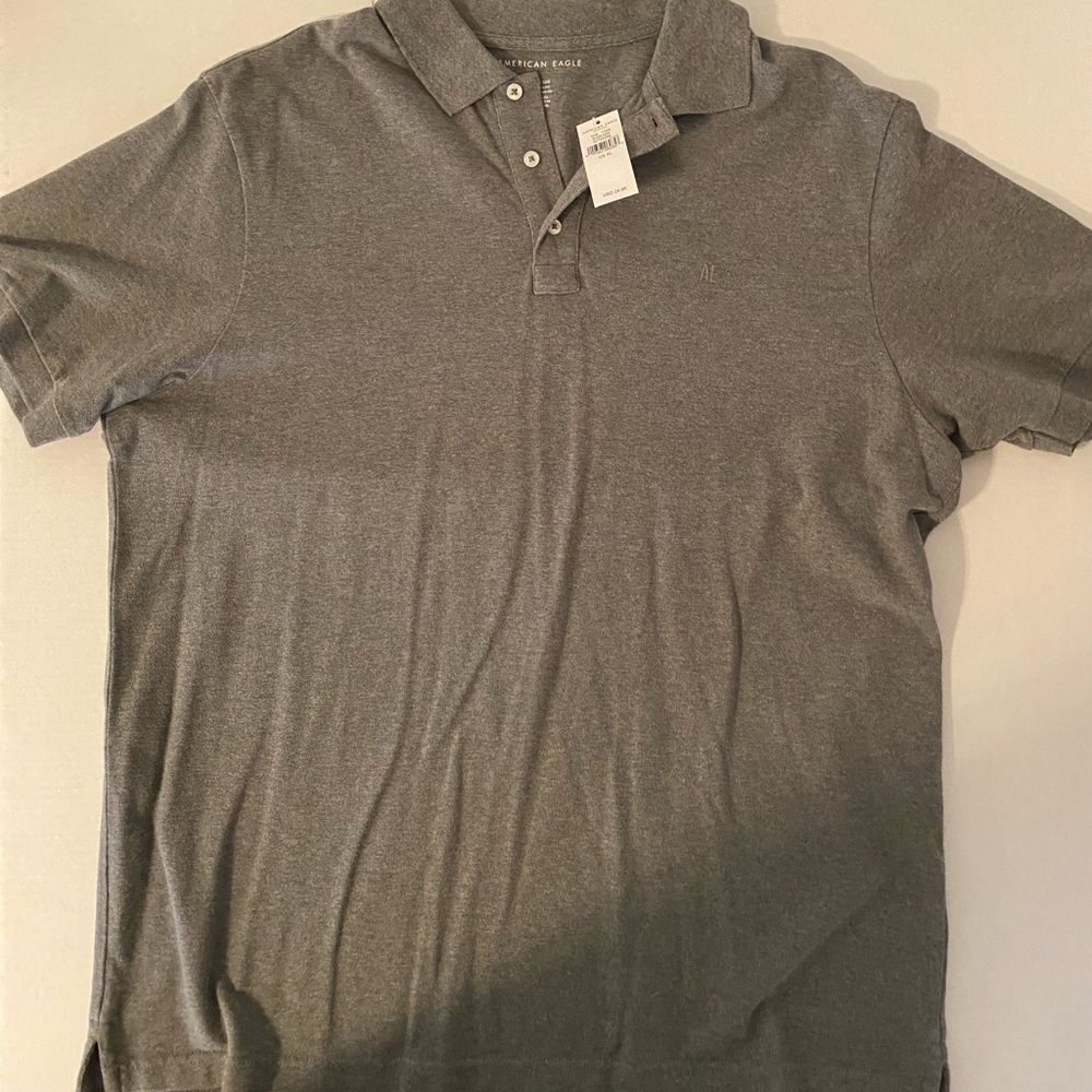 American Eagle Outfitters Men's Gray Polo Shirt